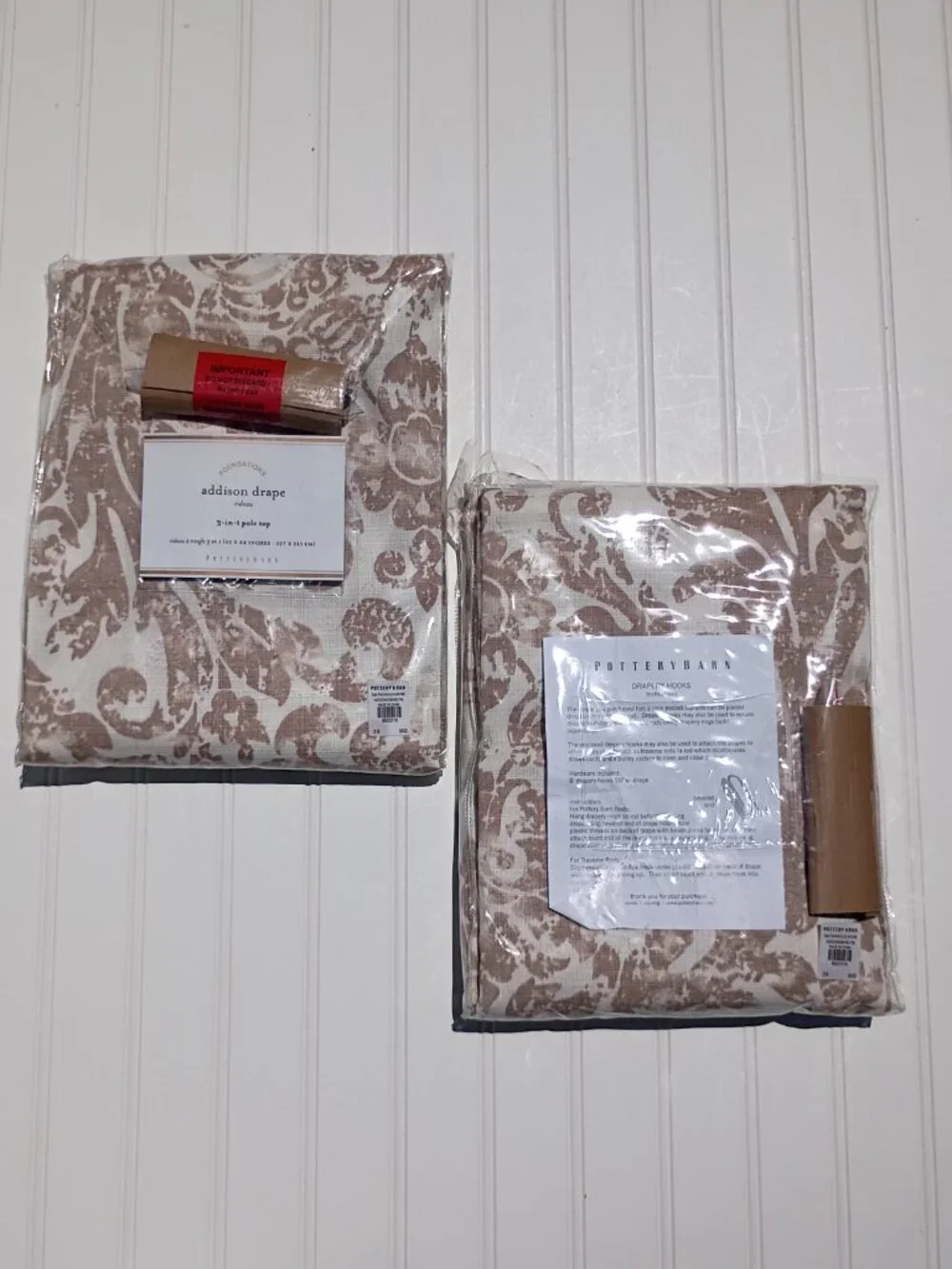 Pottery Barn Curtain Panels 50 X 84 Addison Drapes Floral 3-in-1 Pole Top Rideau